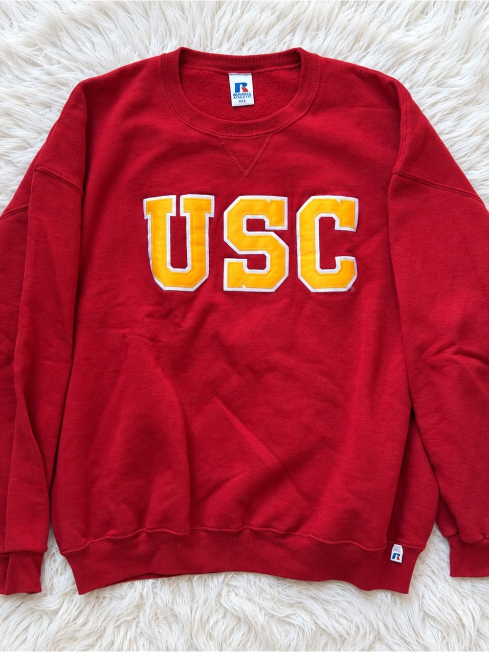 Russell Athletic USC Trojans Crewneck Sweatshirt XL Red Gold Y2K